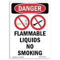 Signmission Safety Sign, OSHA Danger, 14" Height, Aluminum, Flammable Liquids No Smoking, Portrait OS-DS-A-1014-V-1242